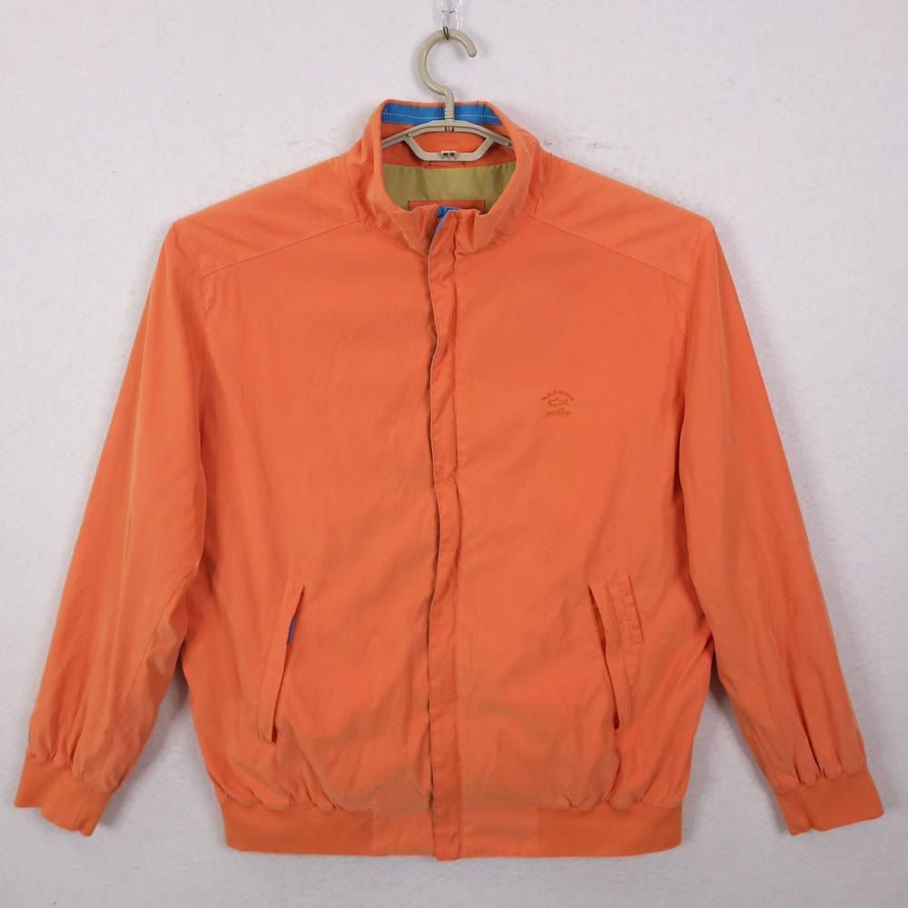 Paul & Shark Yachting Jacket Mens XXL Orange Harrington Plaid Lined Windbreaker
